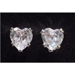 9kt Yellow Gold Cubic Zirconia (approx 0.66g) Heart Shape Earrings Retail $150