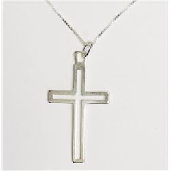 Sterling Silver Cross & Chain (16" Inch) Necklace Retail $120