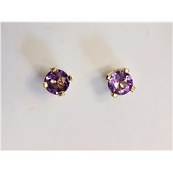 14kt Yellow Gold Amethyst (approx 0.34g) Earrings Retail $120