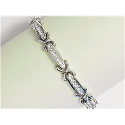Brass Rhodium Plated White Crystal (approx 20.00g) Bow Bracelet Retail $150