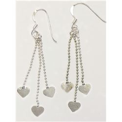 Sterling Silver (approx 2.00g) Heart Shaped Dangling Earrings Retail $60