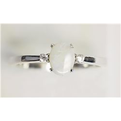 Sterling Silver Opal & Two Cubic Zirconia (approx 1.50g) Ring Retail $150