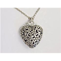 Sterling Silver (approx 10.00g) Heart Shape Pendant 30" Inch Necklace Retail $200