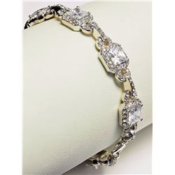 Brass Rhodium Plated White Crystal & Cubic Zirconia (approx 20.00g) Connecting Bracelet Retail $180