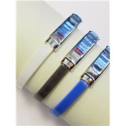 High Fashion Three Color White, Blue & Gray (7.00" Inch) Bracelet Retail $150