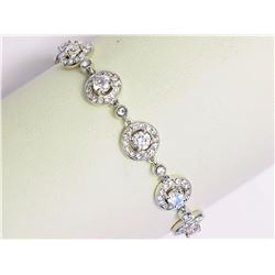 Brass Rhodium Plated White Crystal & Cubic Zirconia (approx 13.70g) Bracelet Retail $150