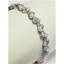 Brass Rhodium Plated Cubic Zirconia (approx 16.00g) 7" Inch Bracelet Retail $180