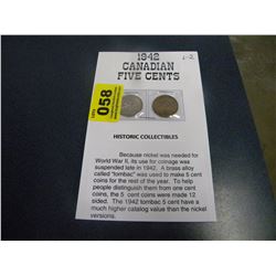 1942 CANADIAN 5 CENT COINS
