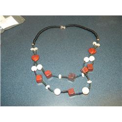 natural red jasper/rose quartz necklace/retail $240