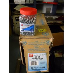 BOX OF GRIP RITE 8 X 2/8" SHEET METAL SCREWS