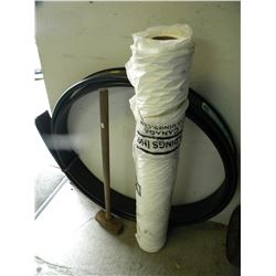 SLEDGE HAMMER/ROLL OF PLASTIC MOLDING & YARD WASTE TRIM