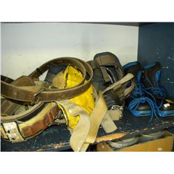 SHELF OF SAFETY HARNESSES/SKII BOOTS/ETC