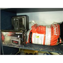 LARGE BAG OF ABSORBENT/SMALL RADIO/HEATER