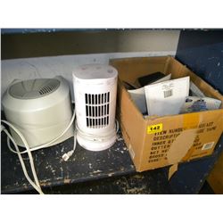 BOX OF MISC ELECTRONICS/CABLES/2 FANS