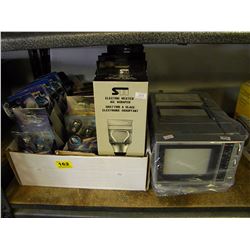 BOX OF ELECTRIC ICE SCRAPERS/NOZZLES/5" COLOUR TV