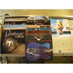 LOT OF VINTAGE GUITAR CALANDERS & 2007 KOKANEE GIRL SIGNED CALANDER