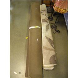 APPROX 6X8' RUBBER BACK BROWN RUG & APPROX 6X8' BROWN FLORAL DESIGN RUG