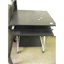 SMALL APARTMENT SIZED BLACK ROLLING COMPUTER DESK