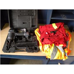 LOT OF SAFETY GEAR/AIR STAPLER