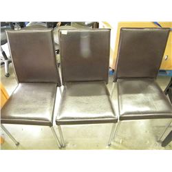 3 MATCHING LEATHER AND CHROME CHAIRS