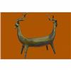Image 6 : Large Handcrafted Two Rams Head Candy Dish Bronze Sculpture