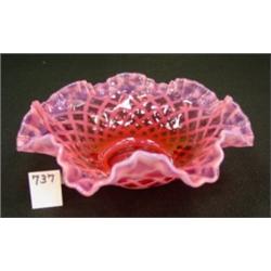 FENTON Cranberry Opalescent 10" Bowl