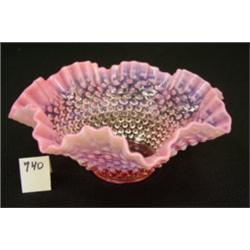 FENTON Cranberry Opal. Hobnail Bowl 9"
