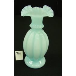FENTON Blue Overlay Melon 8.5" Vase