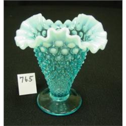 FENTON Blue Opalescent Hobnail 6" Vase