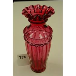 FENTON Cranberry Glass 7.5" Vase
