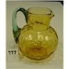 Image 1 : AMBER Glass Pitcher w/ Pale Blue Handle