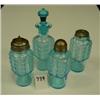 Image 1 : BLUE Pressed Glass Castor Bottles (4)