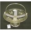 Image 1 : Footed GLASS BASKET with Metal Handle