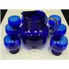 Image 1 : COBALT Glass Pitcher & 8 Glasses