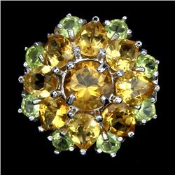 Natural Yellow Citrine Green Peridot Ring