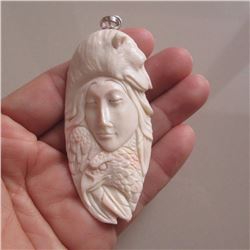 Hand Carved Bear & Eagle Pendant