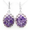 Image 1 : Natural Top Rich Purple Amethyst Red Ruby Earrings