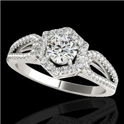 1.43 CTW H-SI/I Certified Diamond Solitaire Halo Ring 10K White Gold - REF-170T9X - 34016
