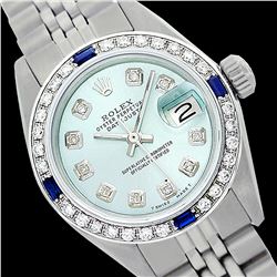 Rolex Men's Stainless Steel, QuickSet, Diam Dial & Diam/Sapphire Bezel - REF-441A8N