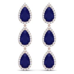 27.06 CTW Royalty Sapphire & VS Diamond Earrings 18K Rose Gold - REF-345Y5N - 38848