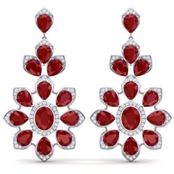 51.8 CTW Royalty Designer Ruby & VS Diamond Earrings 18K White Gold - REF-527Y3N - 39048