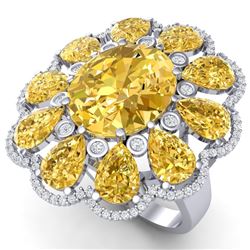 18.53 CTW Royalty Canary Citrine & VS Diamond Ring 18K White Gold - REF-254T5X - 39150
