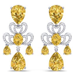 55.89 CTW Royalty Canary Citrine & VS Diamond Earrings 18K White Gold - REF-381Y8N - 38682
