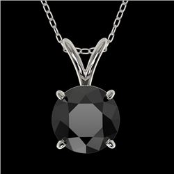 1 CTW Fancy Black VS Diamond Solitaire Necklace 10K White Gold - REF-31H8W - 33185