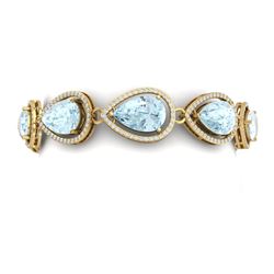 41.07 CTW Royalty Sky Topaz & VS Diamond Bracelet 18K Yellow Gold - REF-436R4K - 39566