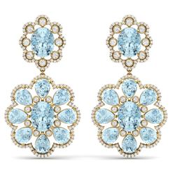 32.99 CTW Royalty Sky Topaz & VS Diamond Earrings 18K Yellow Gold - REF-345Y5N - 39164