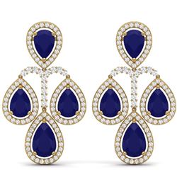 29.23 CTW Royalty Sapphire & VS Diamond Earrings 18K Yellow Gold - REF-472Y8N - 39368