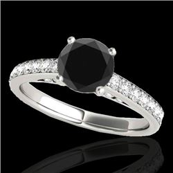 1.5 CTW Certified Vs Black Diamond Solitaire Ring 10K White Gold - REF-68K2R - 34865