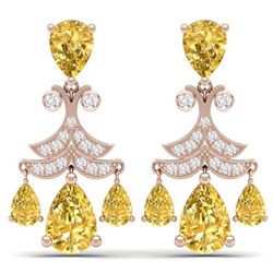 10.41 CTW Royalty Canary Citrine & VS Diamond Earrings 18K Rose Gold - REF-130R2K - 38728