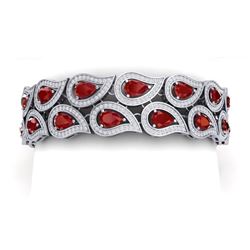 21.6 CTW Royalty Designer Ruby & VS Diamond Bracelet 18K White Gold - REF-818T2X - 39483